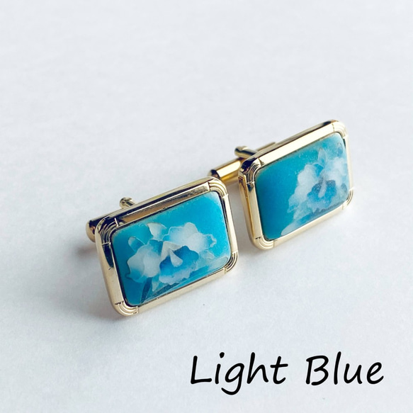 つや消しカトレア 七宝焼のカフスボタン(カフリンクス) 純銀胎つや消し有線七宝 18kgf 18kgf