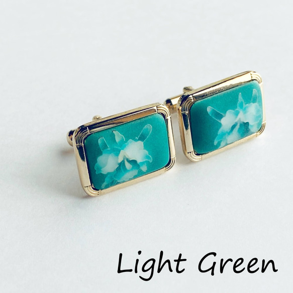 つや消しカトレア 七宝焼のカフスボタン(カフリンクス) 純銀胎つや消し有線七宝 18kgf 18kgf