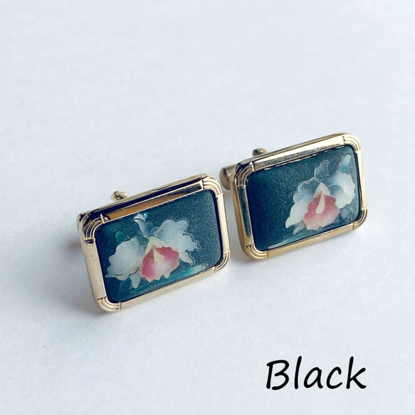 つや消しカトレア 七宝焼のカフスボタン(カフリンクス) 純銀胎つや消し有線七宝 18kgf 18kgf