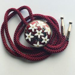 カラタチ 七宝焼のループタイ ボロタイ 丹銅メタル七宝 シルク紐使用 2枚目の画像