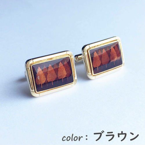 木立 七宝焼のカフスボタン（カフリンクス） 丹銅胎しずみ七宝