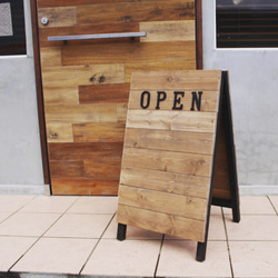 木製立て看板　サインボード　カフェ風　アンティーク　open  ウッド 1枚目の画像