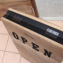 木製立て看板　サインボード　カフェ風　アンティーク　open  ウッド 3枚目の画像
