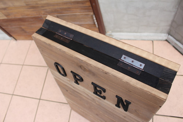 木製立て看板　サインボード　カフェ風　アンティーク　open  ウッド 3枚目の画像