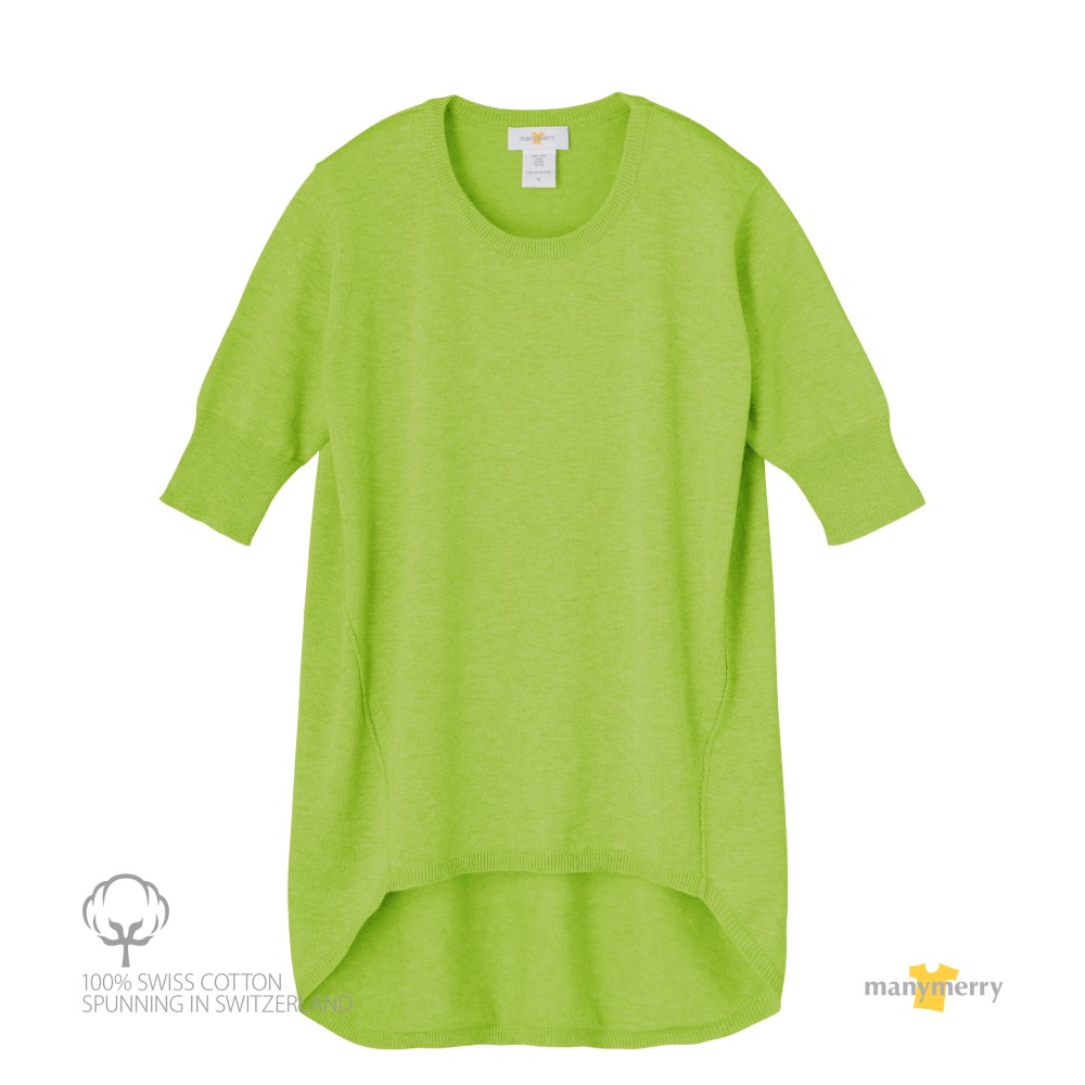 《送料無料》manymerry スイスコットン・クルーネックカーブヘムチュニック マスカット