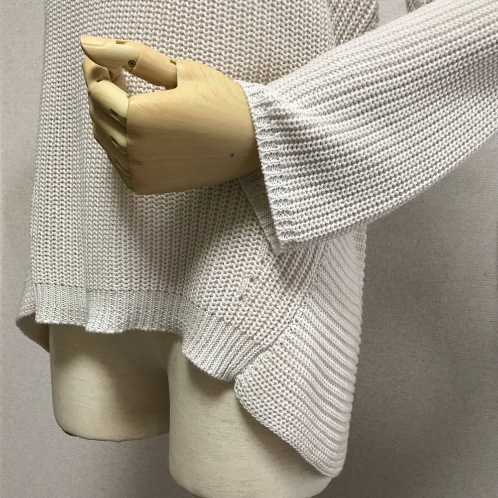 《送料無料》manymerry スイスコットン・7ゲージ片畦カービングヘムニット マスカット