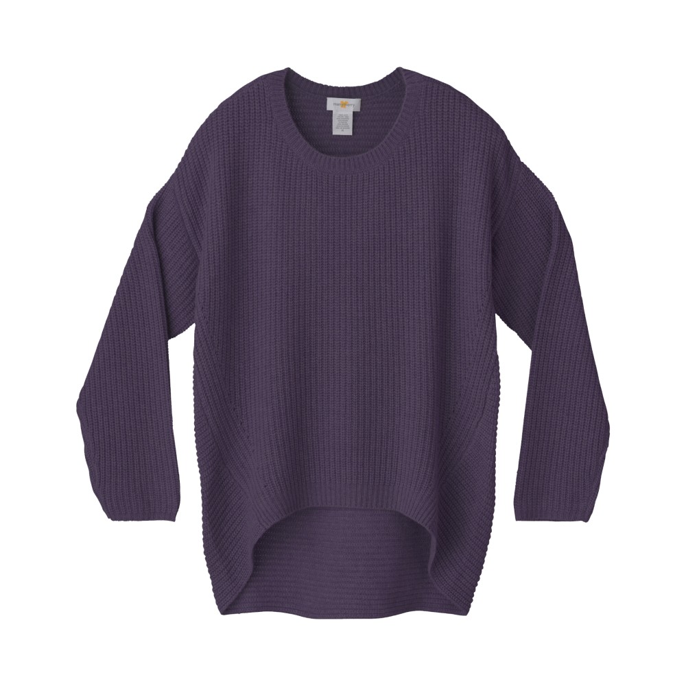 《送料無料》manymerry イタリア糸 カシミヤ混7ゲージ両畦編みクルーネックプルオーバー PURPLE