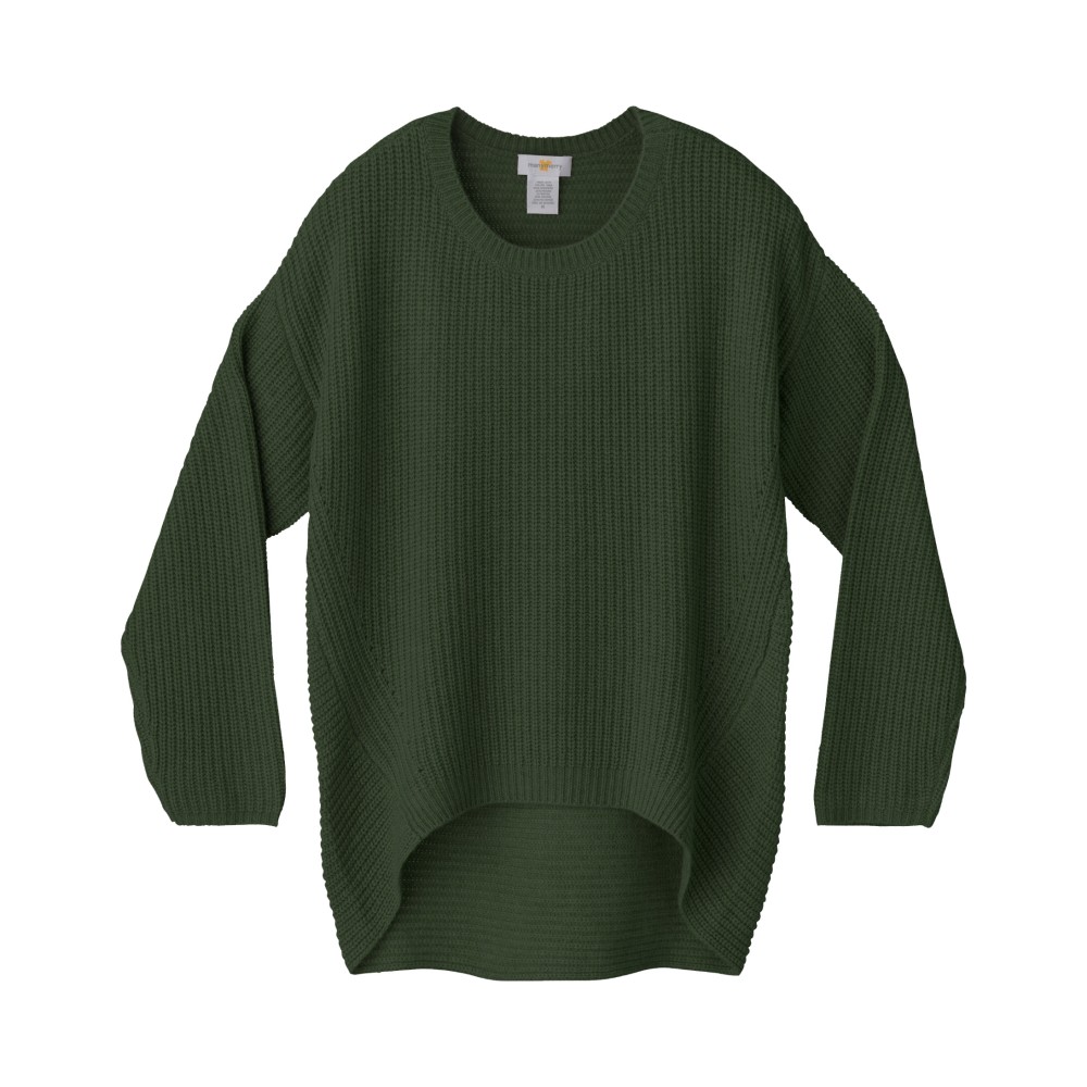 《送料無料》manymerry イタリア糸 カシミヤ混7ゲージ両畦編みクルーネックプルオーバー LEAF