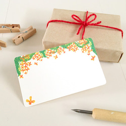 金木犀のメッセージカード 10枚入 名刺サイズのミニカード 花 キンモクセイ 秋 レトロ 5枚目の画像