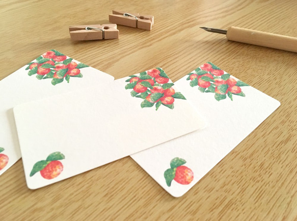 ヒメリンゴのメッセージカード 10枚入 名刺サイズ プレゼント ギフト 果物 フルーツ 林檎 apple 可愛い レトロ 3枚目の画像