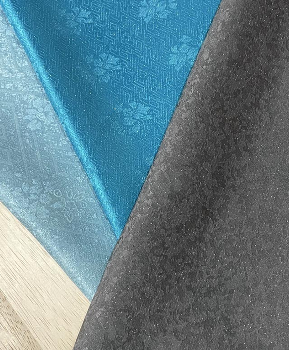 正絹ハギレ☆お試しセットot054夏のシックなブルー配色50cm 3枚目の画像