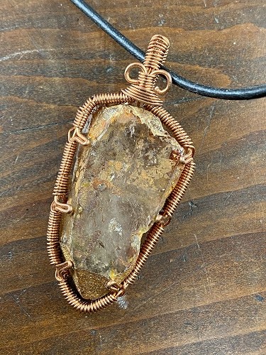 ナチュラル クリスタル ラフ原石 ワイヤーラップ ペンダント トップ 水晶