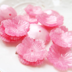 10511　大きめサクラ風の花のパーツ　ピンク　７個セット 2枚目の画像