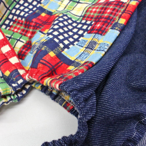 ☆完成品☆ 犬服 チェック＆デニム カバーオール 【DSサイズ