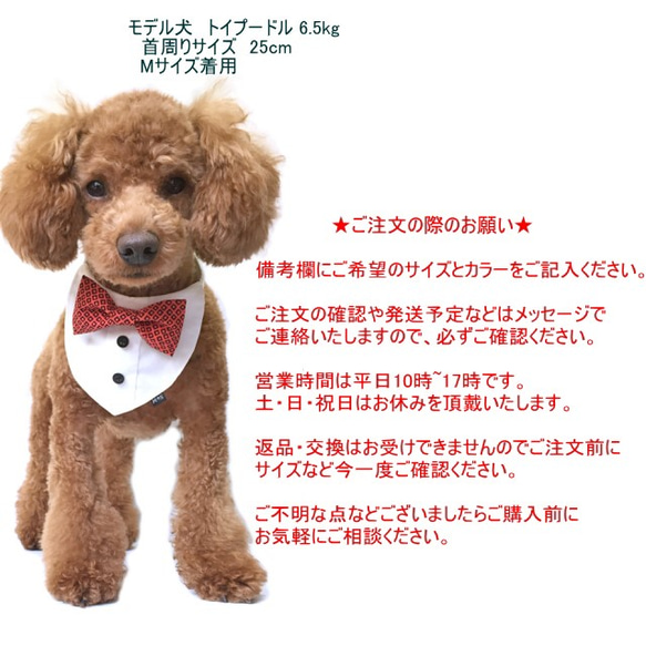 白シャツ風蝶ネクタイバンダナ 幾何学柄リボン 犬 猫 ペット 年賀状 結婚式 誕生日 ウエディング リングドッグ スタイ 5枚目の画像