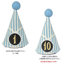 とんがり帽子☆パステルストライプ☆付け替えOKな数字プレート1個付き 誕生日 バースデー 犬 猫 ペット 春色 4枚目の画像