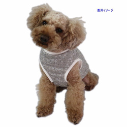 完成品★小花柄タンクトップ【Sサイズ・グレー】 犬服 ドッグウェア わんこ服 3枚目の画像