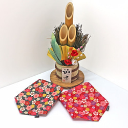 バンダナ 桜金襴２色セット ひな祭り 花柄 さくら 衣装  和柄 犬猫用 ペット 年賀状 6枚目の画像
