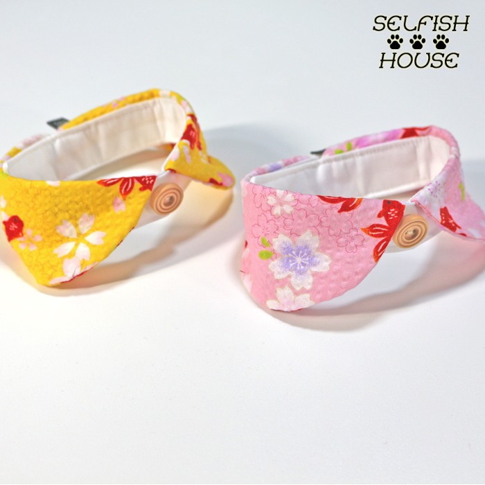 Hana、夏浴衣風(水色)わんちゃん猫ちゃん用襟つき首輪 夏の花火】ペットの服 犬/猫の浴衣 和風 通気性 柔らかい – MyUnipet