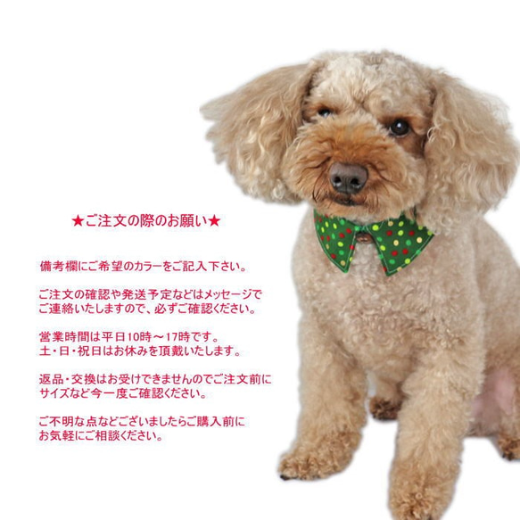 犬猫用 付けえり クリスマスドット【S～LL】Xmas ペット 衿 襟 シャツカラー 小型犬 中型犬 10枚目の画像