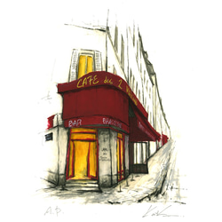 風景画 パリ 版画「Cafe des Deux Moulins 」AP版 1枚目の画像