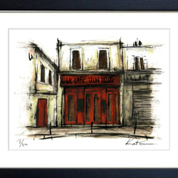 風景画 パリ 版画「Le cafe d'un Passage」 2枚目の画像