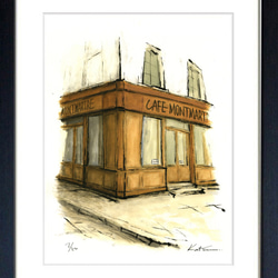 風景画 パリ 版画「モンマルトルの街角 」 2枚目の画像
