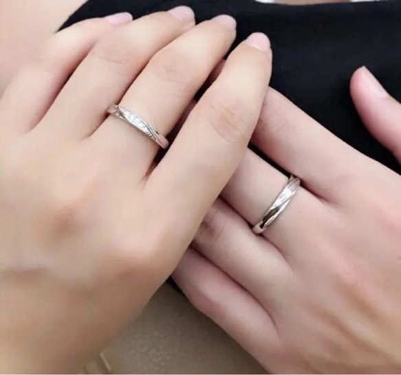 ✨二番人気✨カップルペアリング【セット】結婚指輪　S 925 シルバー　受注製作 3枚目の画像