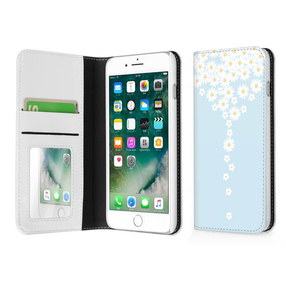 白い小花 iPhone Ⅹ 8 7 6 5 SE 手帳 ケース 4枚目の画像
