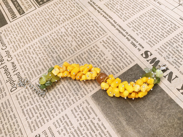 【fiore】花束のようなストーンブレスレット　天然石　コーラル 6枚目の画像