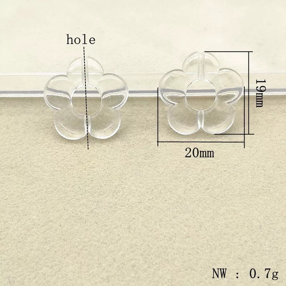 【6pcs】クリアフラワー　デイジーアクリルパーツ　約2cm×1.9cm  お花　透明 012 4枚目の画像