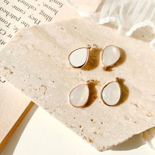 4pcs】しずく型シェルチャーム【大】約23×14mm 雫 ゴールド