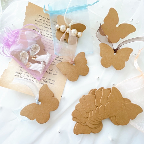 20枚】バタフライ アクセサリー台紙 メッセージカード 蝶 ラッピング