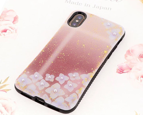 送料無料　スマホケース　キラキラ　ラメ　パール　金箔　hj-006 スマホケース 送料無料 可愛い キラキラ ラメ おしゃれ パール 花 hj