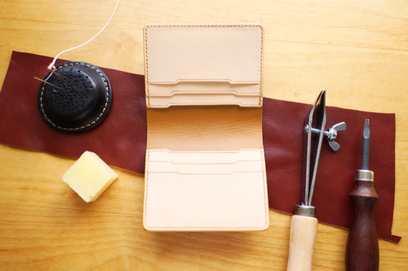 リアルウッド × 黒柿とヌメ革のコンビ カードケース 3枚目の画像