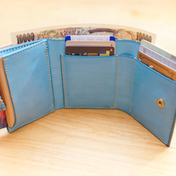 ラビット3.1 / 初夏のビーチより  〜カードポケットが増えた。小さな三つ折り財布〜【受注製作】 3枚目の画像