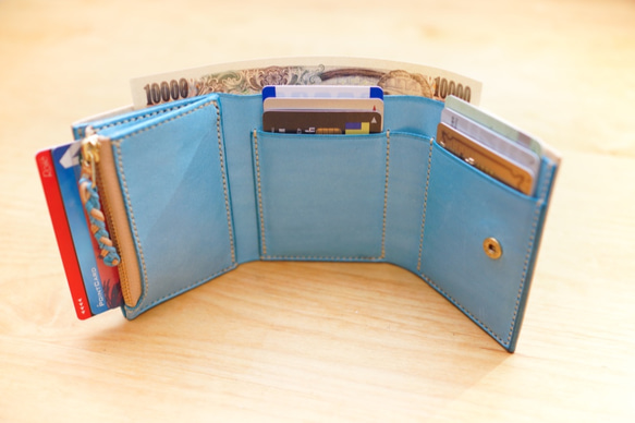 ラビット3.1 / 初夏のビーチより  〜カードポケットが増えた。小さな三つ折り財布〜【受注製作】 3枚目の画像