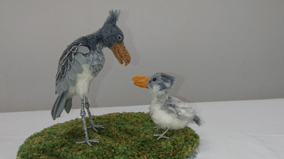 羊毛フェルト　ハシビロコウ　ツバメの親子 ツバメの親子】 ツバメ 羊毛フェルト 置物 野鳥 鳥 - AnkkA's