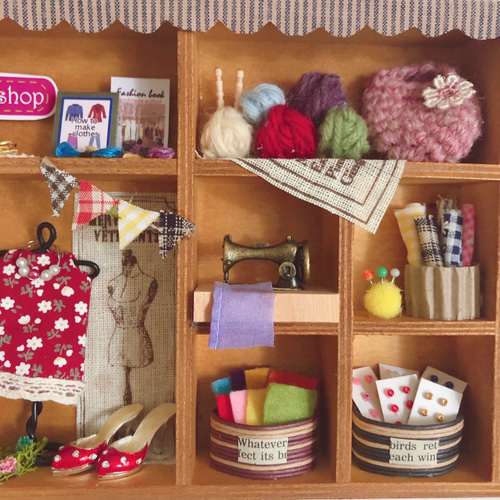 ミニチュア 手芸屋さんBOX その他インテリア雑貨 あおいとり