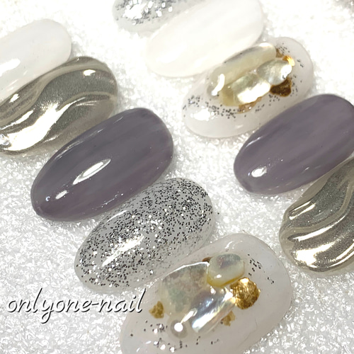 【020】ネイルチップ ニュアンスネイル シンプルネイル 254】シンプル♡シックなニュアンスネイル♡ ネイルチップ（つけ