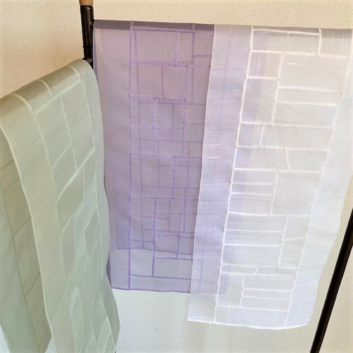 韓国ポジャギ 薄絹のタペストリー 紫〜グレー ハンドメイド 送料無料