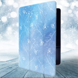 再販×15♪『北欧風リーフパターン ウィンターエディション』軽量♪iPadケース 第9世代 Air Pro 冬 雪 2枚目の画像