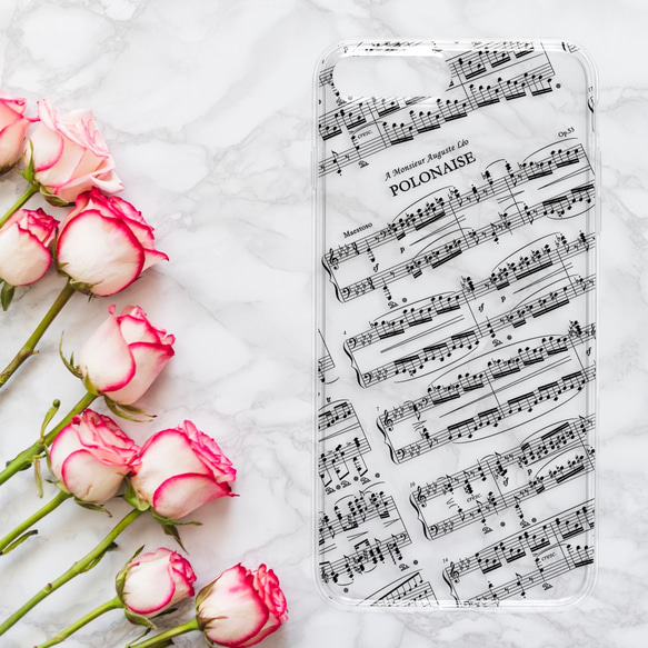 『ショパン 英雄ポロネーズ』iPhone/android スマホケース クリア ピアノ 音楽 楽譜 レッスン クラシック 2枚目の画像