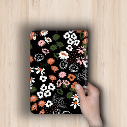 『アネモネやコスモス ブラック 』水彩画シリーズvol.5 android　iPadケース　手帳型　iPadmini5 5枚目の画像