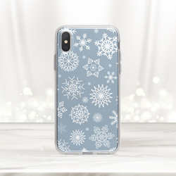 再販×12♪『雪の結晶』北欧風♪ iPhone/android 全機種対応 スマホケース 秋冬 ガラス 1枚目の画像