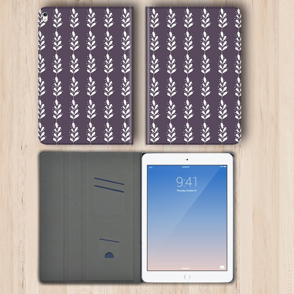 再販♪『北欧風 スノーリーフ』菫色♬タブレットケース android iPadmini5 dtab Quatab 3枚目の画像