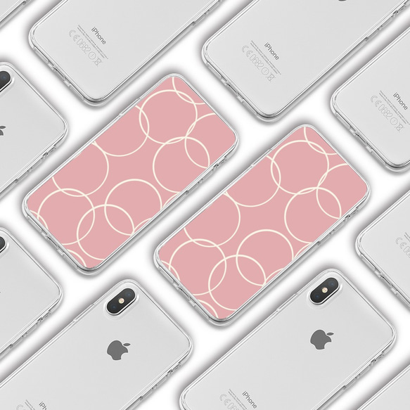 再販×3♪『サークルパターン ピンクアーモンド』 北欧風iPhone/android ほぼ全機種対応 スマホケース 3枚目の画像