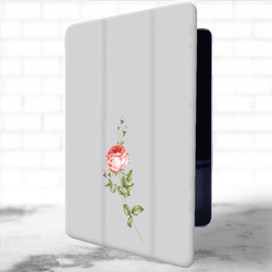 再販×7♪『一輪の薔薇』ライトグレー♪iPadケース タブレット Air5 iPadmini6 iPad10.2第9世代 2枚目の画像