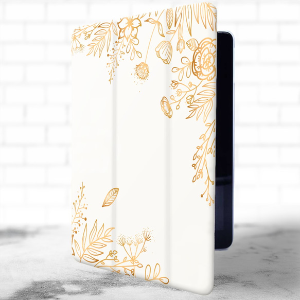 『黄金の草花』軽量♪iPadケース スマートケース カバー ボタニカル iPadmini6 第10世代 2枚目の画像