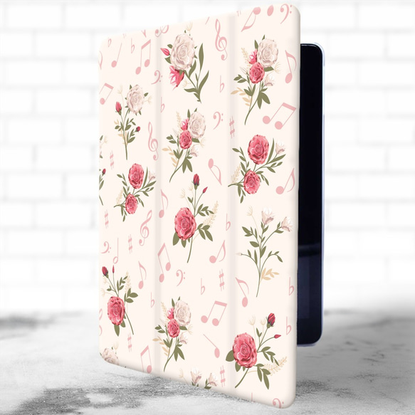 再販×11♪『ピンクの薔薇と音符』軽量♪iPadケース スマートケース Pro mini6 Air 10.2 第10世代 2枚目の画像